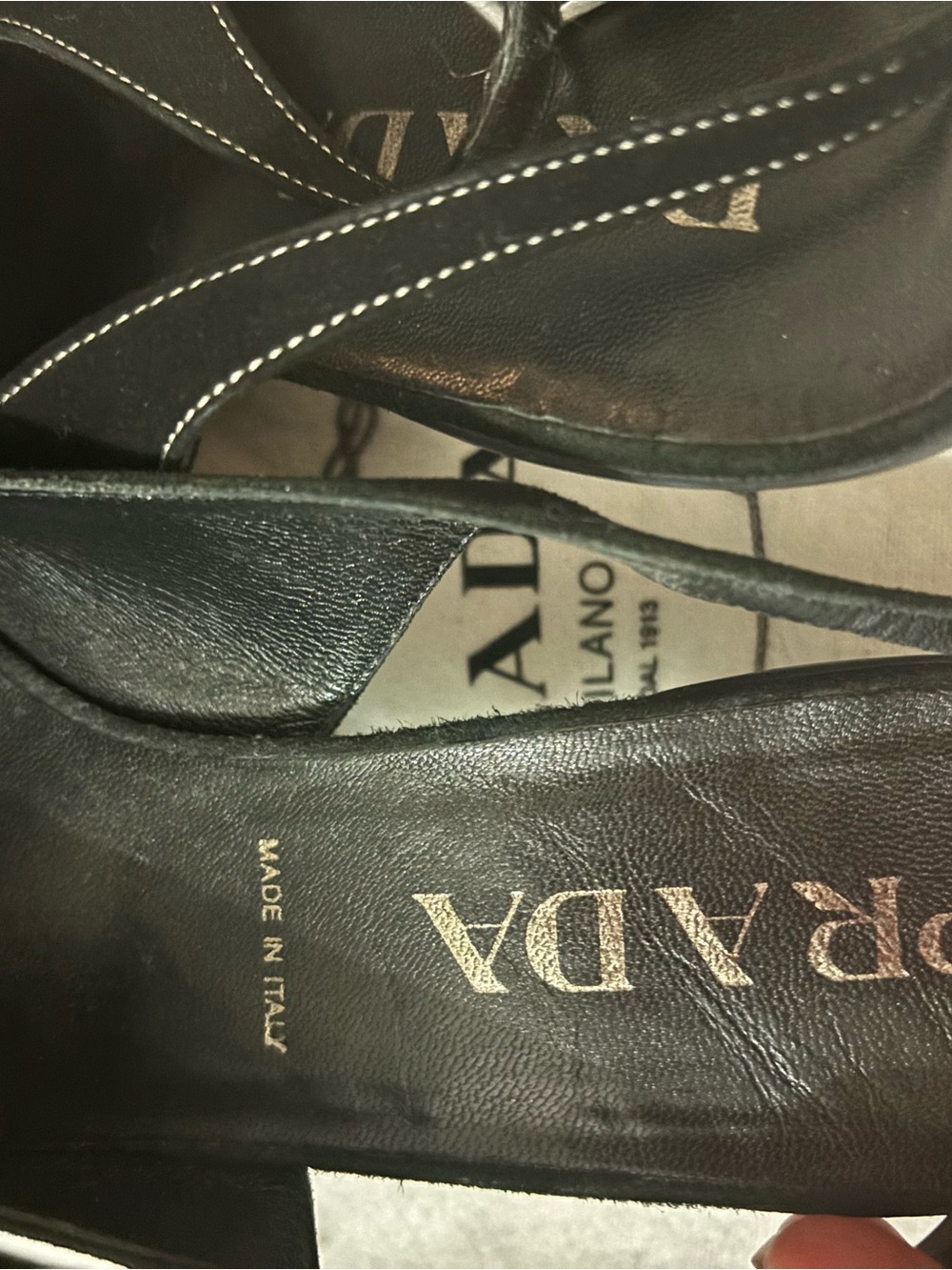 Vintage Prada Black Slingback Kitten Heels Contrast Stitch IT 38 - Picture 5 of 14